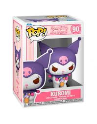 התמונה מציגה את בובת הפופ של קורומי (Kuromi) מסדרת "הלו קיטי וחברים" של Funko POP!. #90