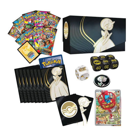 עלית (Elite Trainer Box) של משחק קלפי הפוקימון (Pokémon TCG) במהדורת "מגה אבולוציה" (Mega Evolution).