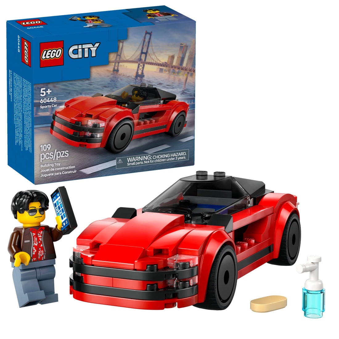 LEGO city red sports car #60448 לגו מכונית אדומה מהירה