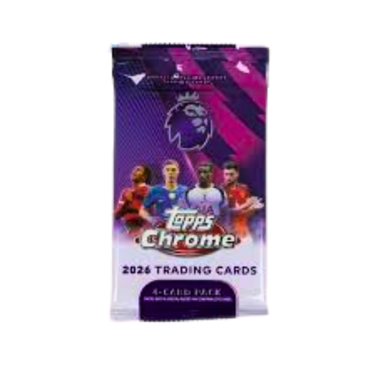 Topps Chrome English Premier League 2026 – חבילת 4 קלפי כדורגל מקוריים