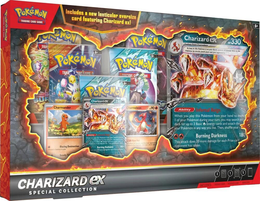 Pokémon tcg charizard ex special collection מארז מיוחד עם קלף lenticular ענק של צאריזארד