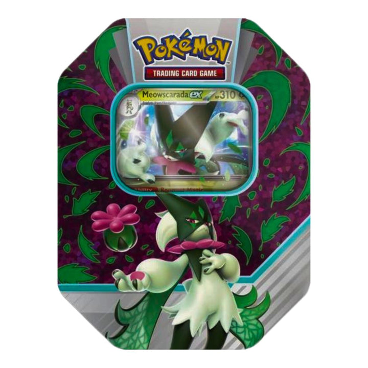 Pokémon tcg paldea partner tin meowscarada ex טין בוקס 4 בוסטרים