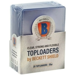חבילת 25 יח' טופלואדרים לשמירה איכותית על קלף Beckett shield Toploader (3" x 4") Pack